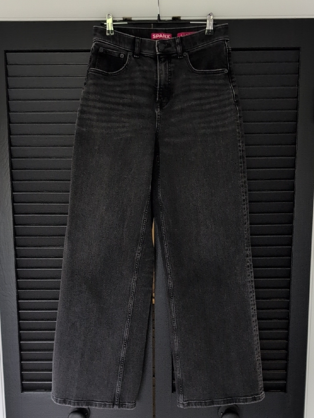 SPANX Black High-Rise Wide Leg Jeans